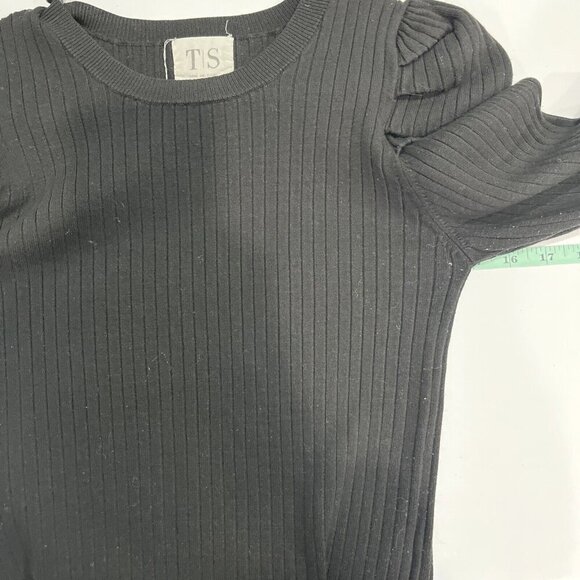 Twine & String Womens Ribbed Long Sleeve Knit Top Size M Puff Shoulder Gothic - Picture 4 of 6